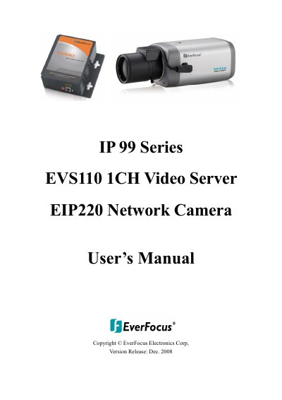 EverFocus IP99 Series Network Camera User's Manual - cover page