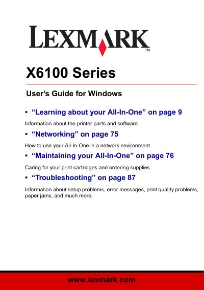 Lexmark X6100 Series User Manual - cover page