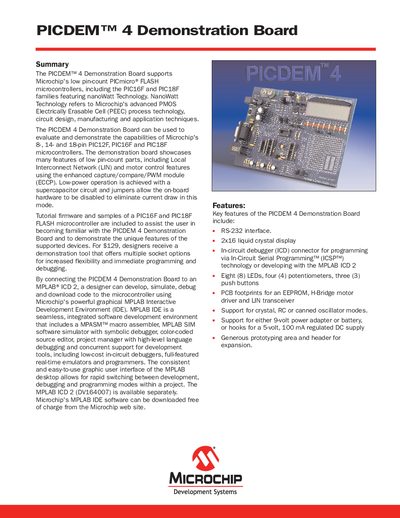 Microchip PICDEM 4 Demonstration Board User Manual - cover page