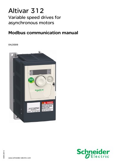 Schneider Electric Altivar 312 Modbus Communication Manual - cover page