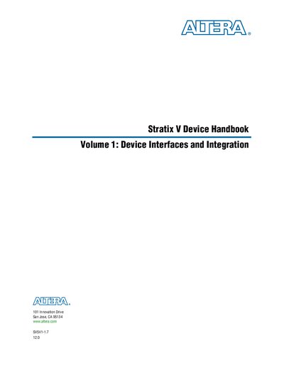 Altera Stratix V Device Handbook Volume 1: Device Interfaces and Integration - cover page
