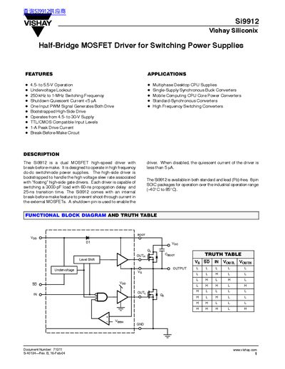 Vishay Si9912 Datasheet - cover page