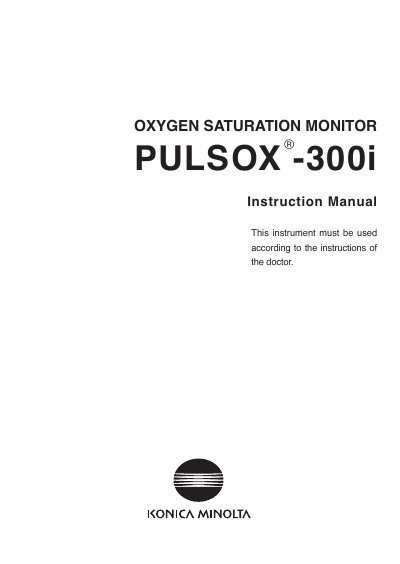 Konica Minolta PULSOX-300i Oxygen Saturation Monitor Instruction Manual - cover page