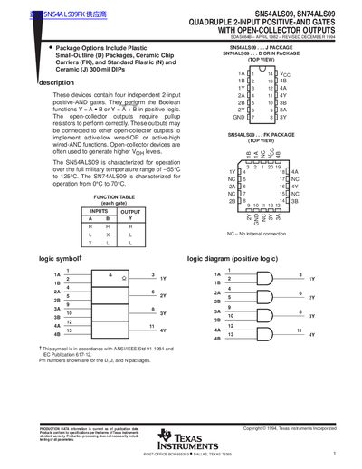 TEXAS INSTRUMENTS SN54ALS09 SN74ALS09 handbook - cover page