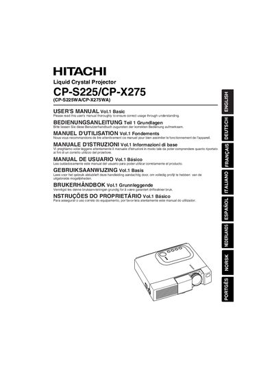 HITACHI CP-S225/CP-CX275 user manual