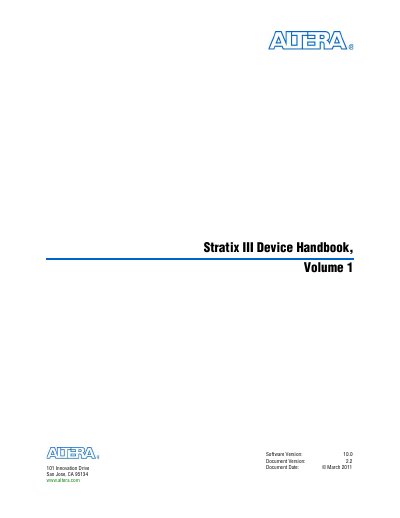 Altera Stratix III Device Handbook Volume 1 - cover page