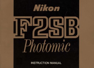 Nikon F2SB Photomic User Manual - cover page