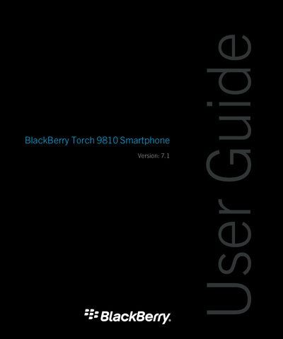 BlackBerry Torch 9810 Smartphone User Guide - cover page