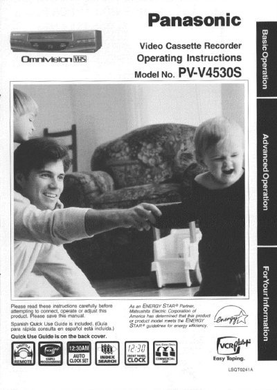 Panasonic PV-V4530S VCR Operating Instructions - cover page