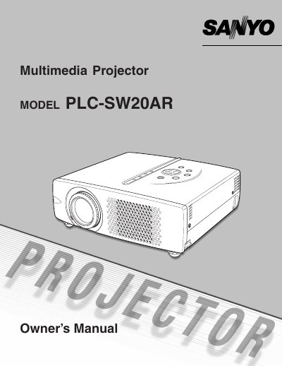 Sanyo PLC-SW20AR Projector Owner's Manual