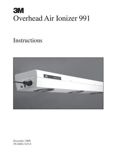 3M Overhead Air Ionizer 991 User Manual