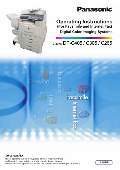Panasonic DP-C405/C305/C265 Digital Color Imaging Systems Operating Instructions - cover page
