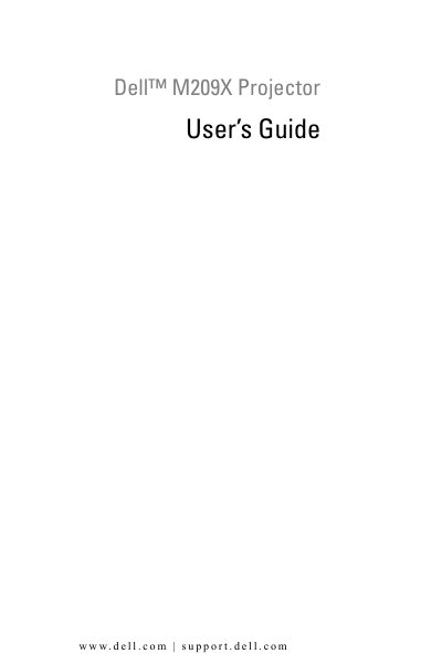 Dell M209X Projector User's Guide - cover page