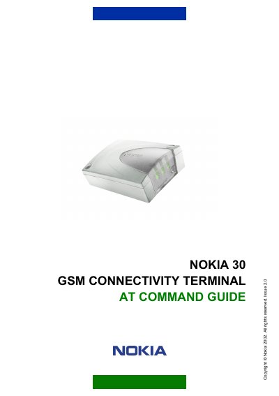 Nokia 30 GSM Connectivity Terminal AT Command Guide - cover page