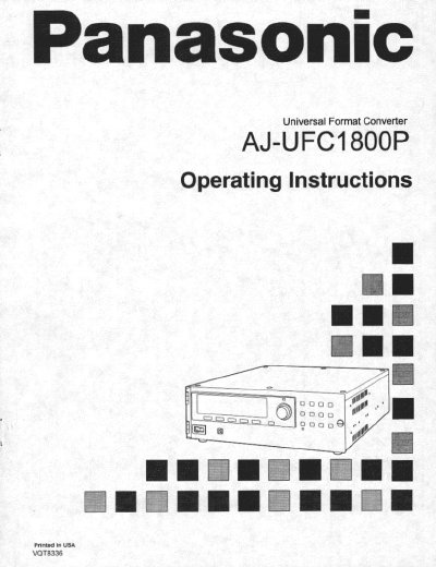Panasonic AJ-UFC1800P Universal Format Converter Operating Instructions - cover page