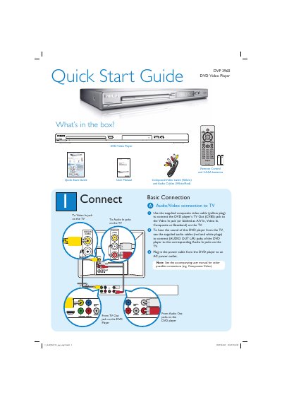 Philips DVP 3960 DVD Video Player Quick Start Guide - cover page