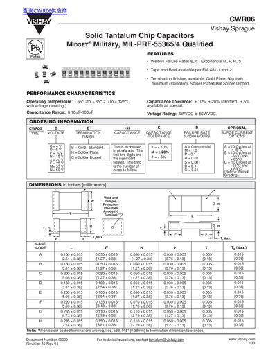 VISHAY CWR06 DATA SHEET - cover page