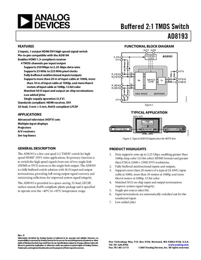 ANALOG DEVICES AD8193 handbook - cover page