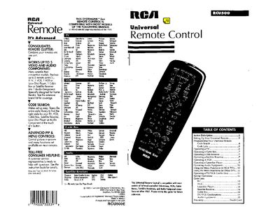 RCA RCU500 Universal Remote Control User Manual - cover page