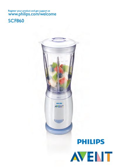 Philips SCF860 Baby Food Blender User Manual