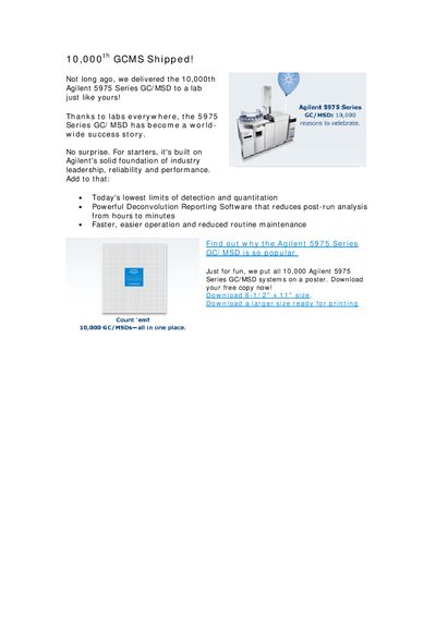 10 000th GCMS Shipped - cover page