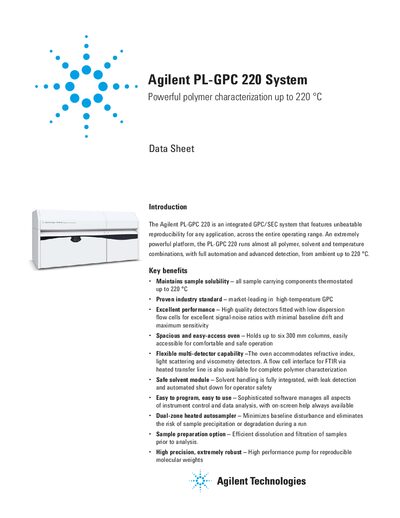 Agilent PL-GPC 220 System Data Sheet