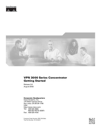 Cisco VPN 3000 Series Concentrator Getting Started Manual Release 3.6 - cover page
