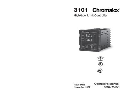 Chromalox 3101 High/Low Limit Controller Operator's Manual - cover page