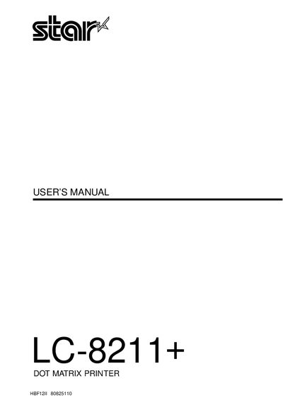 Star LC-8211+ Dot Matrix Printer User Manual - cover page