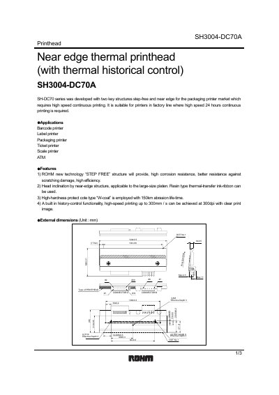 ROHM SH3004-DC70A Thermal Printhead Manual - cover page