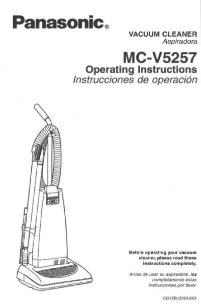 Panasonic MC-V5257 Vacuum Cleaner Operating Instructions - cover page
