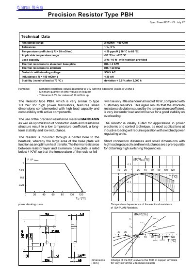 Rhopoint Components PBH Precision Resistor Datasheet - cover page