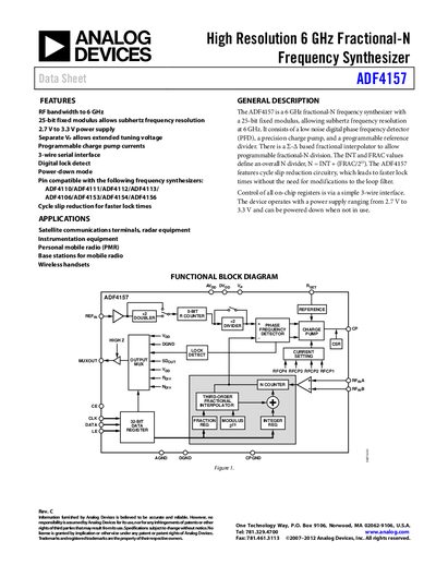 Analog Devices ADF4157 Product Handbook Rev C - cover page