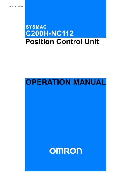 OMRON SYSMAC C200H-NC112 Position Control Unit Operation Manual