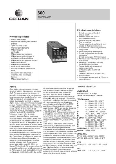 GEFRAN 600 Controller User Manual - cover page