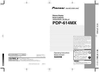 Pioneer PDP-614MX Plasma Display Operating Instructions - cover page