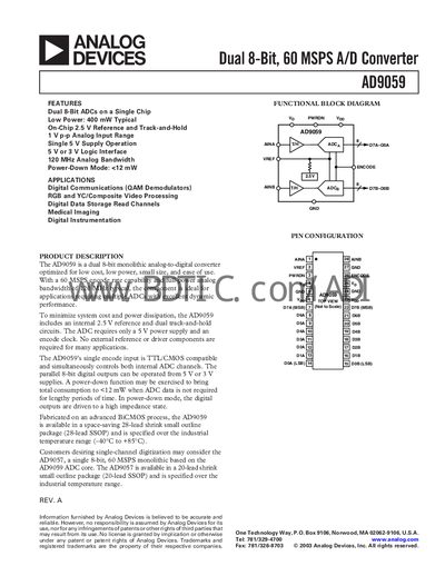 Analog Devices AD9059 Datasheet - cover page