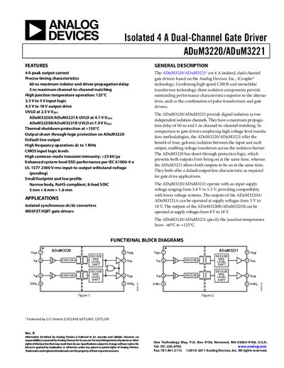 Analog Devices ADuM3220/ADuM3221 Product Handbook Rev B - cover page