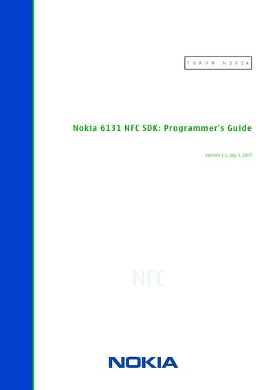 Nokia 6131 NFC SDK Programmer's Guide - cover page