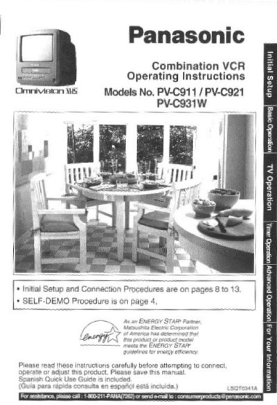Panasonic PV-C911 Combination VCR Operating Instructions - cover page