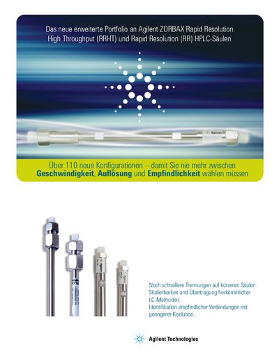 Agilent ZORBAX RRHT/RR HPLC Columns Product Brochure - cover page