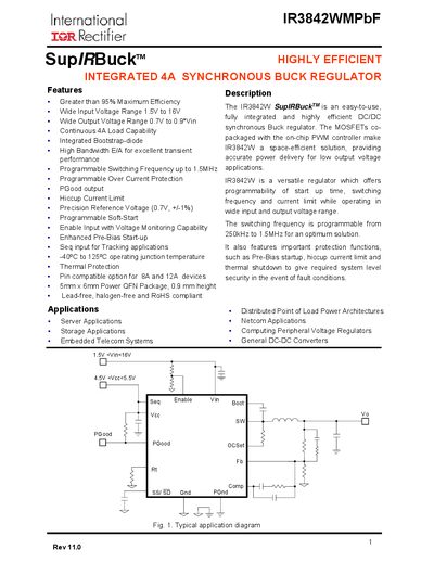 International Rectifier IR3842WMPbF Datasheet - cover page