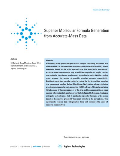 Superior Molecular Formula Generation from Accurate-Mass Data Application Note - cover page
