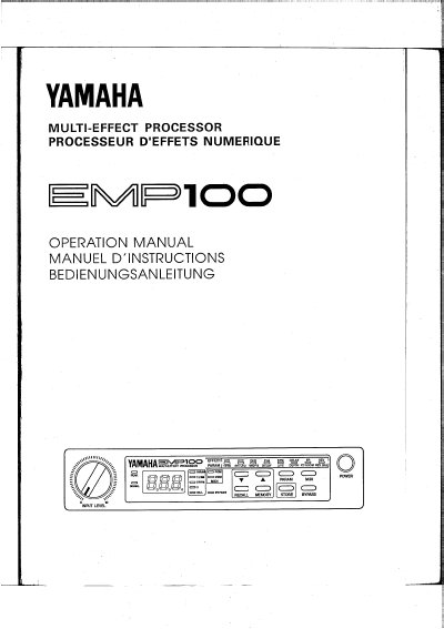 Yamaha EMP100 Multi-Effect Processor Operation Manual