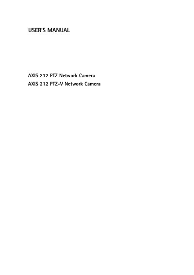 Axis 212 PTZ Network Camera User Manual