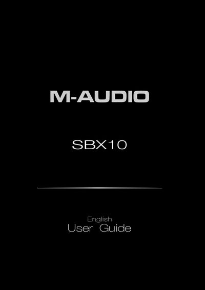M-Audio SBX10 Active Subwoofer User Guide - cover page