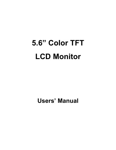 EverFocus MEN2 5.6" Color TFT LCD Monitor User Manual - cover page