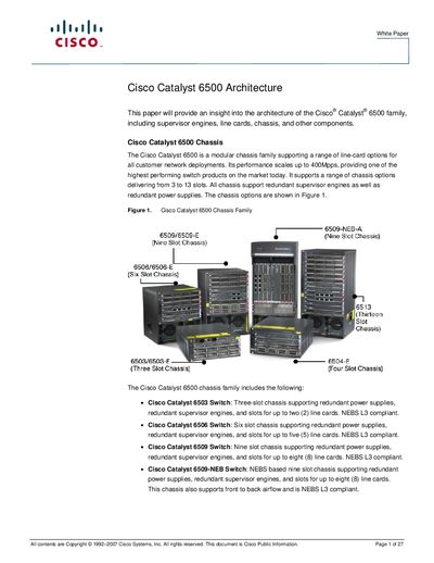 Cisco Catalyst 6500 Architecture White Paper - cover page