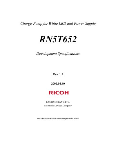 Ricoh RN5T652 Charge-Pump and Power Supply Datasheet - cover page