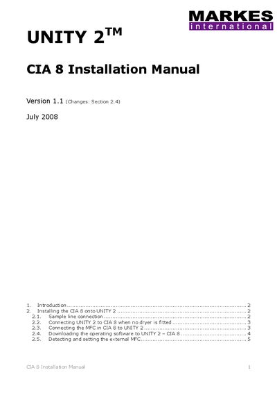 MARKES CIA 8 Installation Manual - cover page